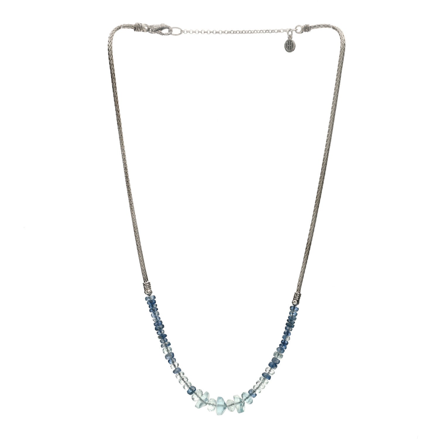 John Hardy Sterling Silver Aquamarine Kyanite Beaded Station Necklace 2 of 5