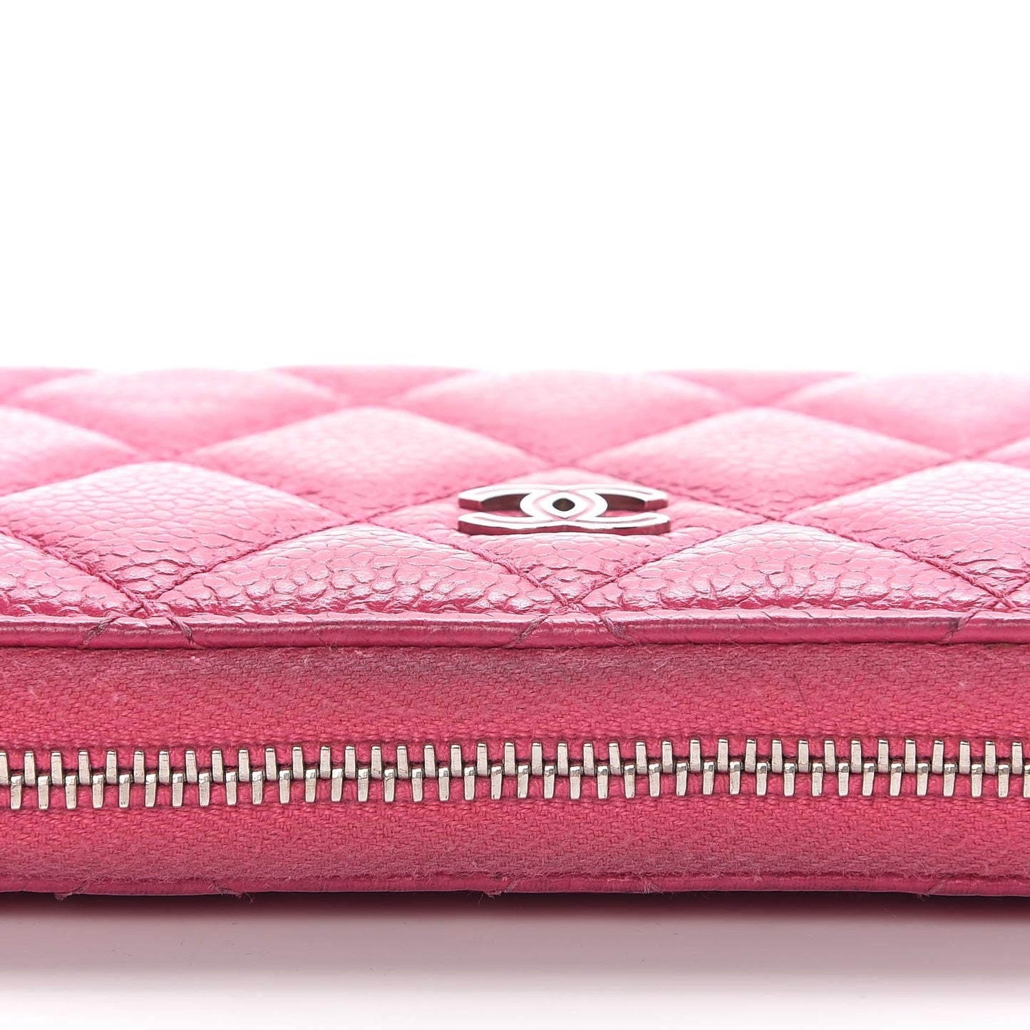 Caviar Quilted Small Zip Around Wallet Pink