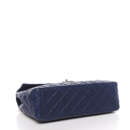 Chanel Lambskin Quilted Maxi Single Flap Dark Blue 4 of 12