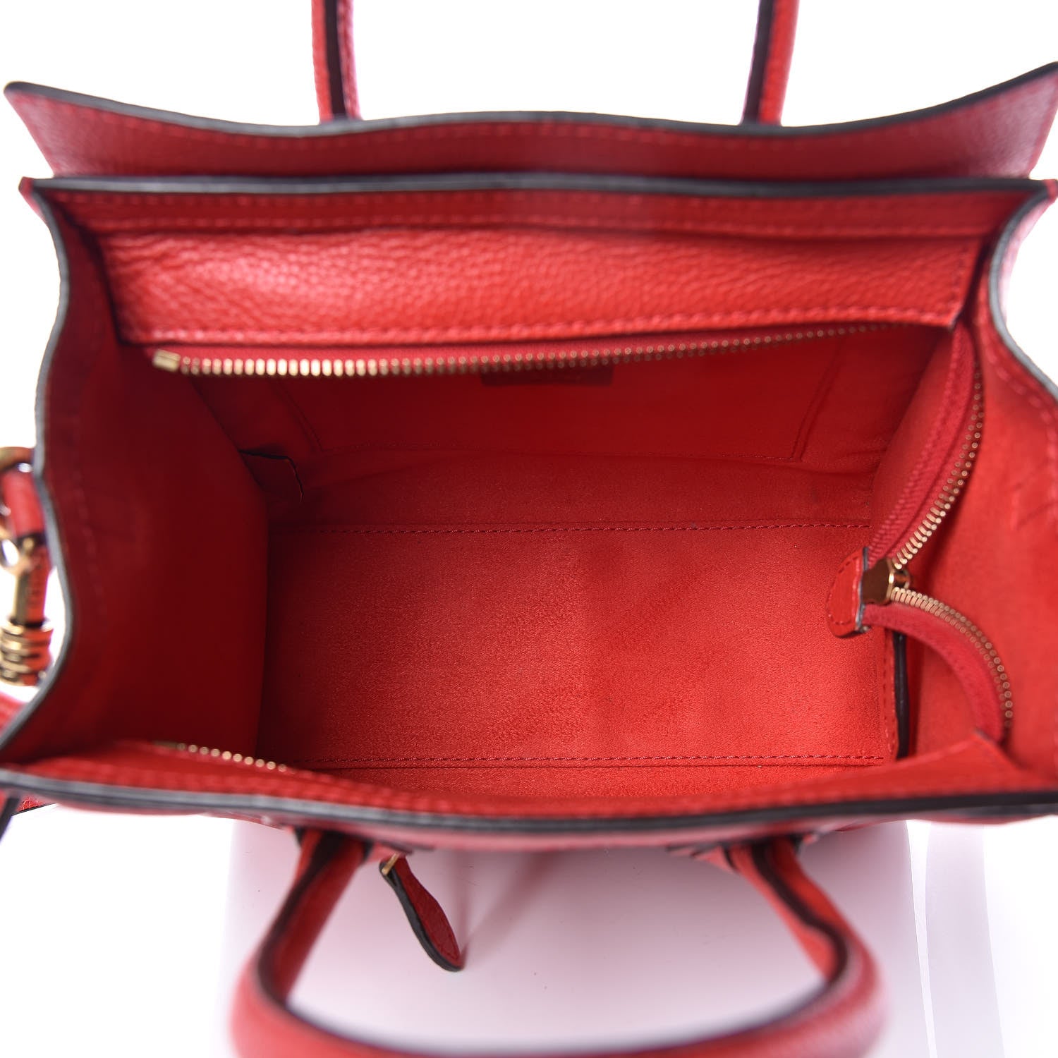 Celine Drummed Calfskin Nano Luggage Coquelicot 5 of 10