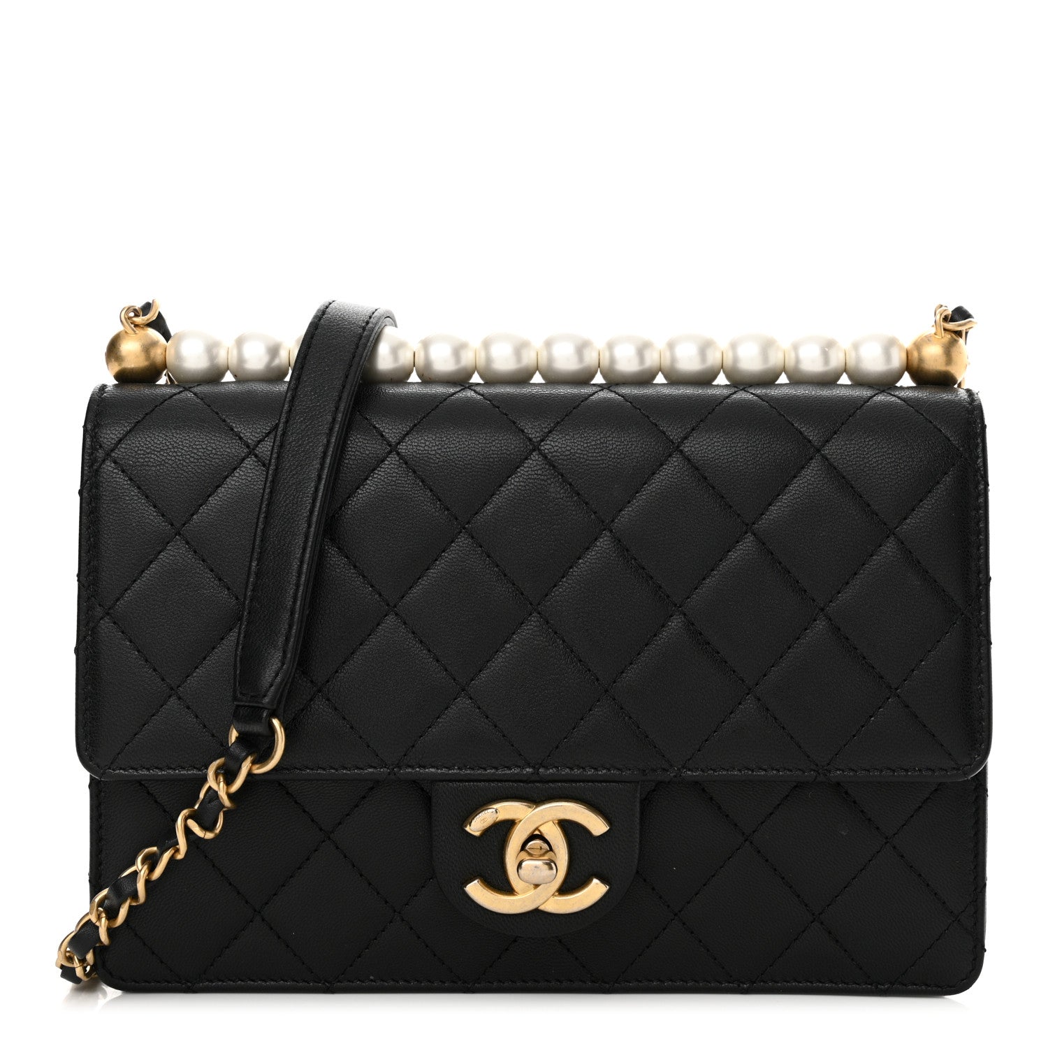 Chanel Lambskin Quilted Small Chic Pearls Flap Black 1 of 15