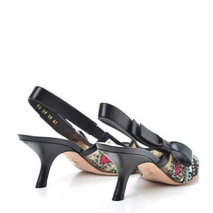 Christian Dior Embroidered Calfskin Beaded Sweet D Sling-Back Pumps 41 Multicolor 4 of 7