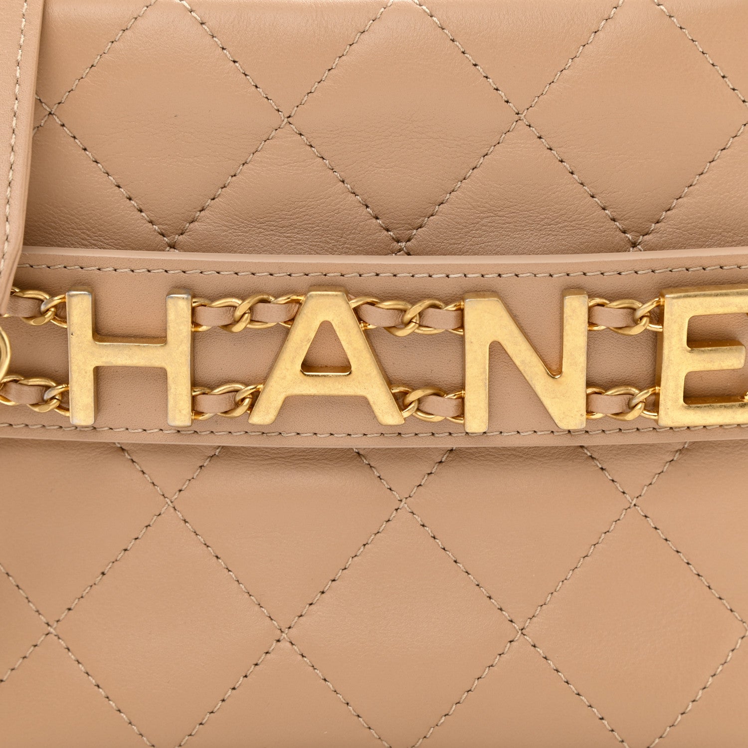 Chanel Calfskin Quilted Enchained Camera Case Bag Beige 8 of 8