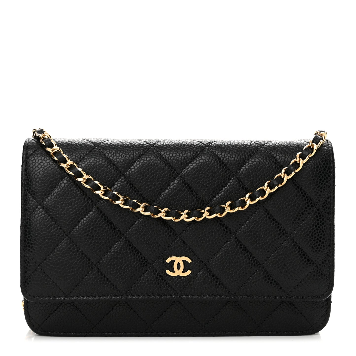 Caviar Quilted Wallet on Chain WOC Black