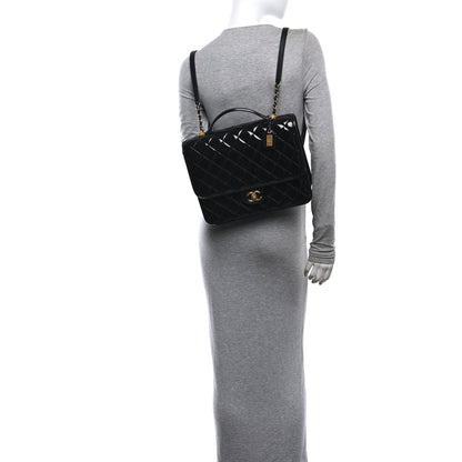 Chanel Patent Quilted Large School Memory Top Handle Flap Black Black 2 of 10