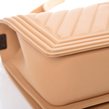 Chanel Calfskin Chevron New Medium Boy Flap Beige 12 of 13
