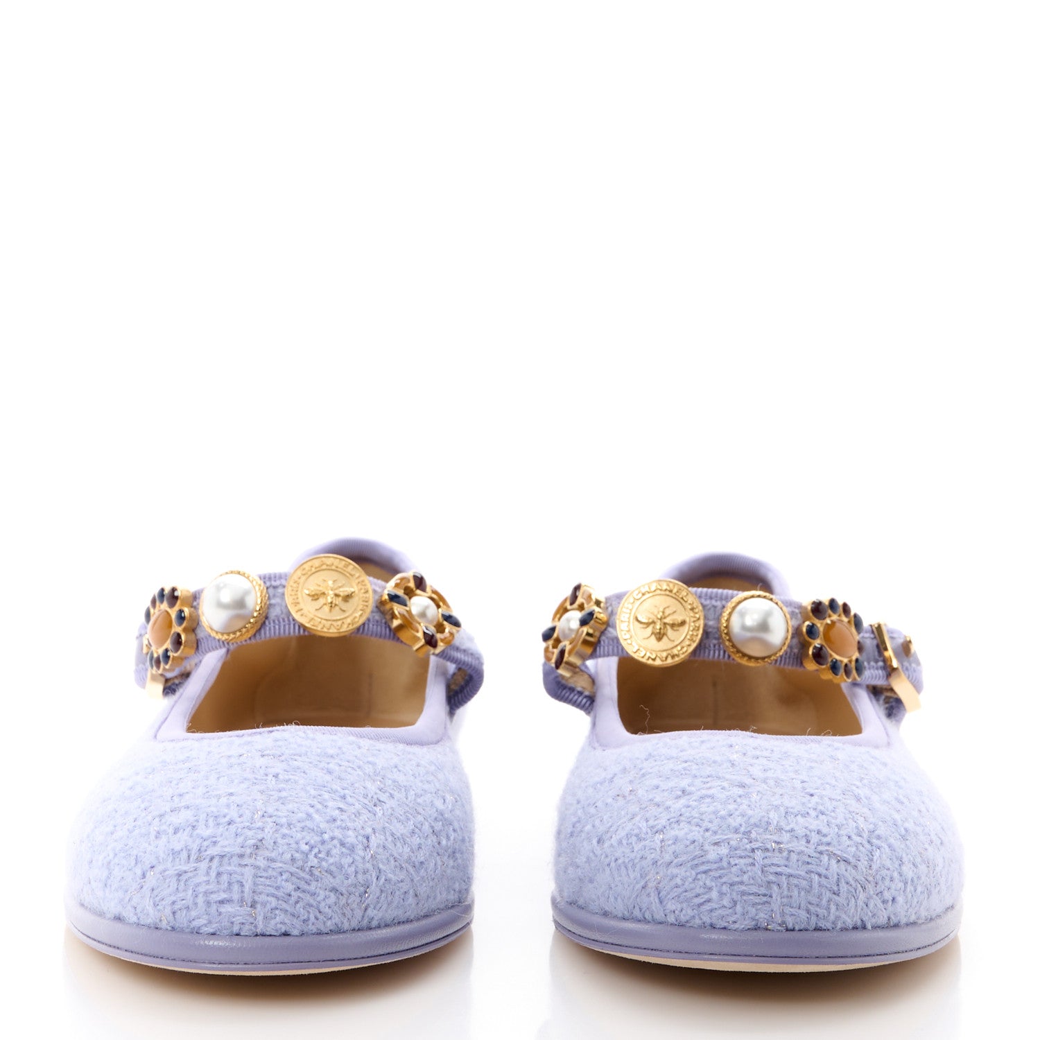 Chanel Wool Tweed Patent Mary Jane Flats 37.5 Lilac 2 of 9