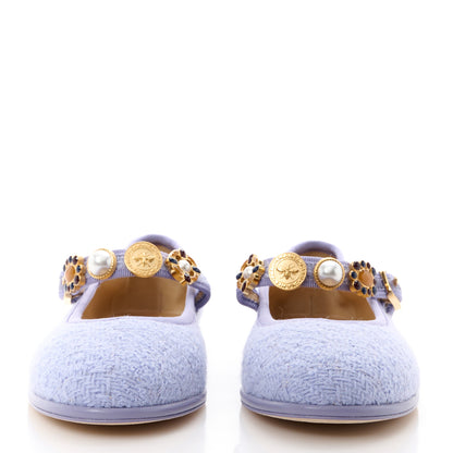 Chanel Wool Tweed Patent Mary Jane Flats 37.5 Lilac 2 of 9