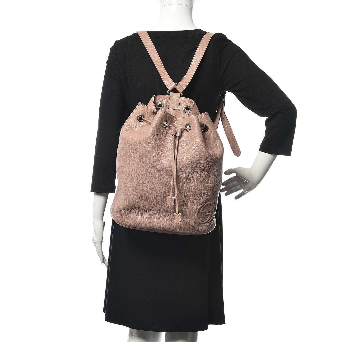 Pebbled Calfskin Small Soho Drawstring Backpack Pink