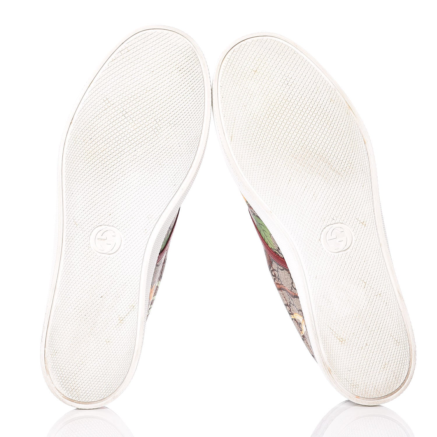 Gucci GG Supreme Monogram Tian Mens Dublin Slip On Sneakers 10 Beige Multicolor Red 8 of 10