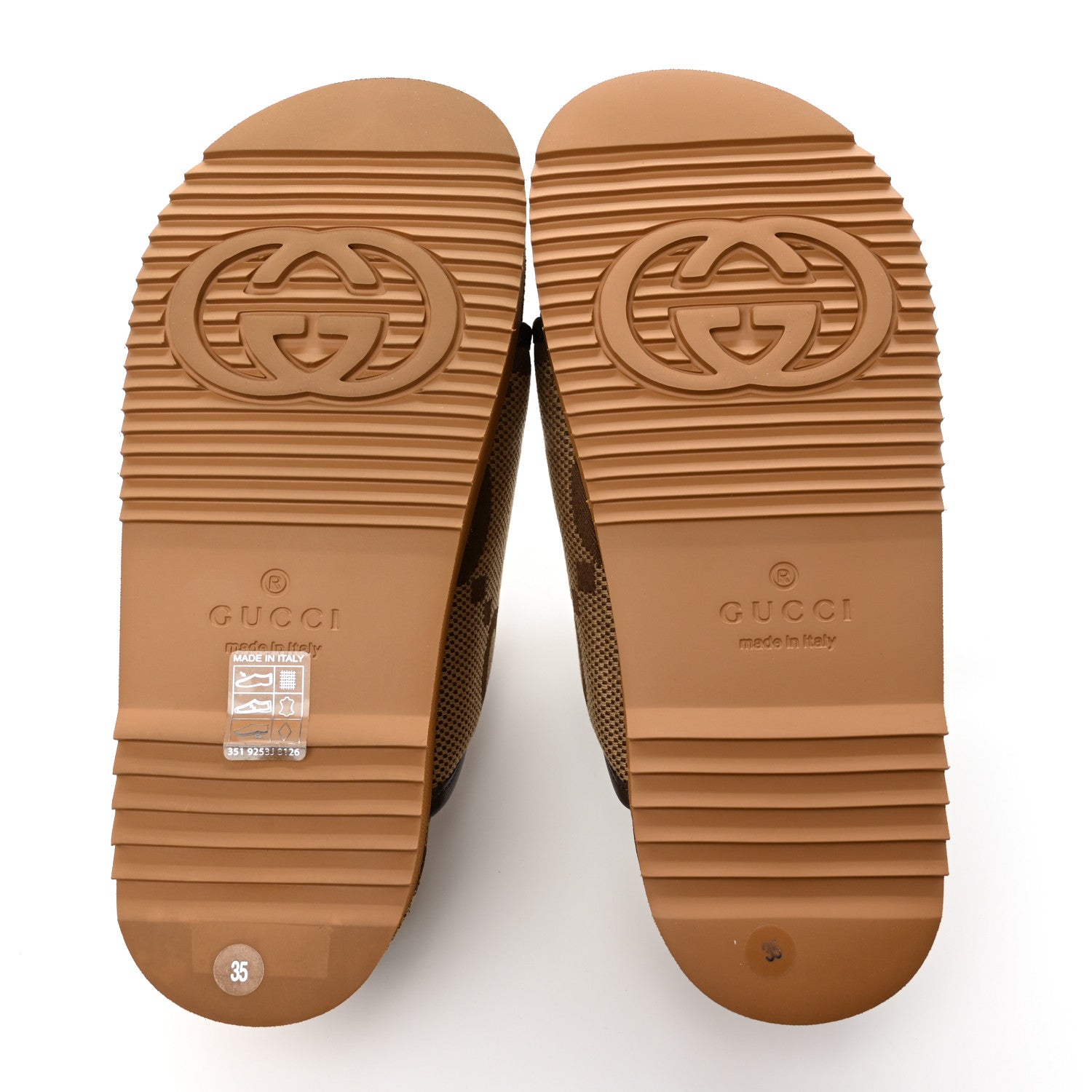 Gucci Monogram Jumbo GG Nappa Samoa Platform 40mm Slide Sandals 35 Camel Ebony New Acero 5 of 13
