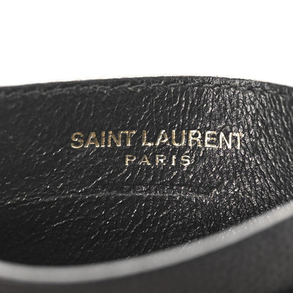 Saint Laurent Grain De Poudre Matelasse Chevron Monogram Credit Card Case Black 6 of 9