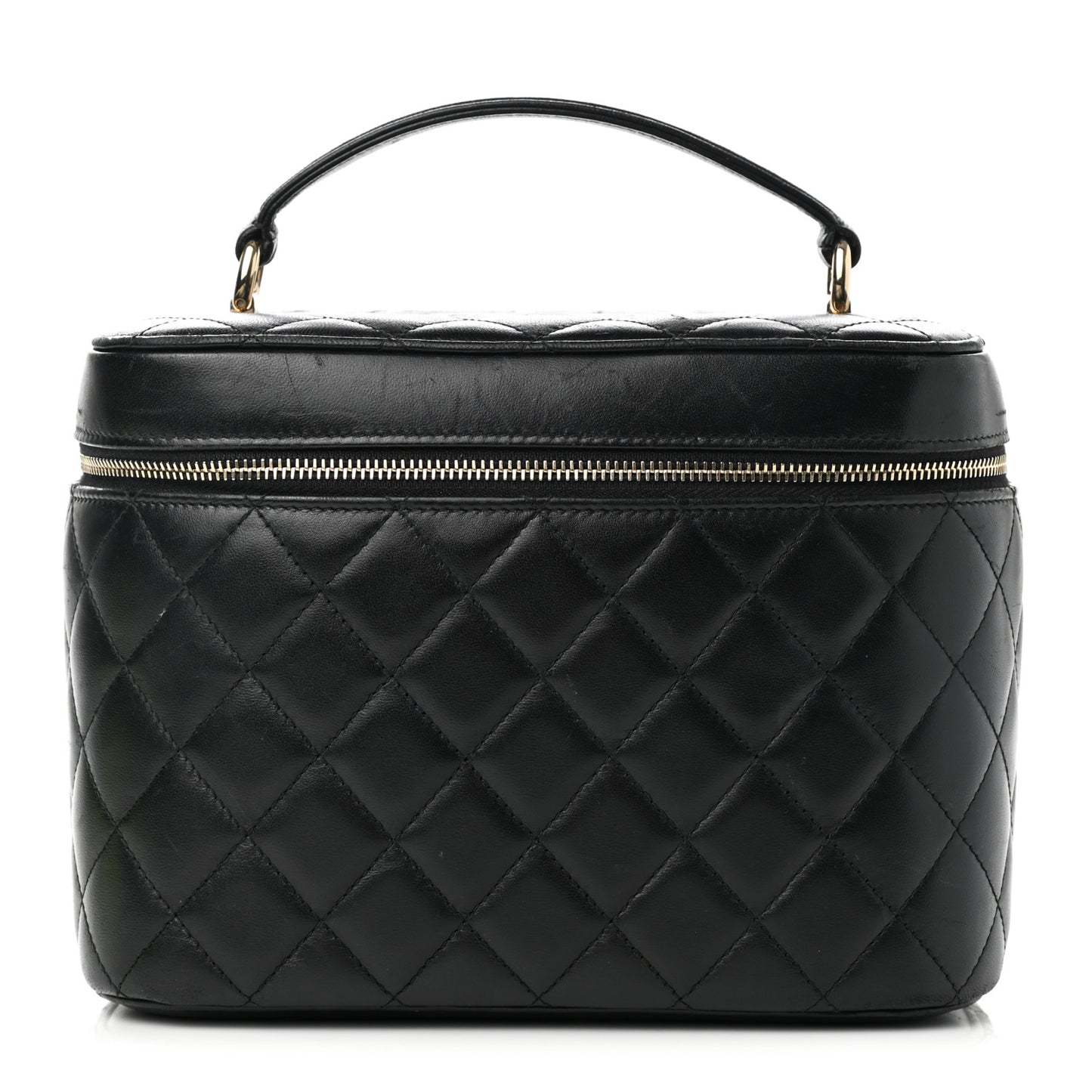 Lambskin Quilted Trendy CC Vanity Pouch Black