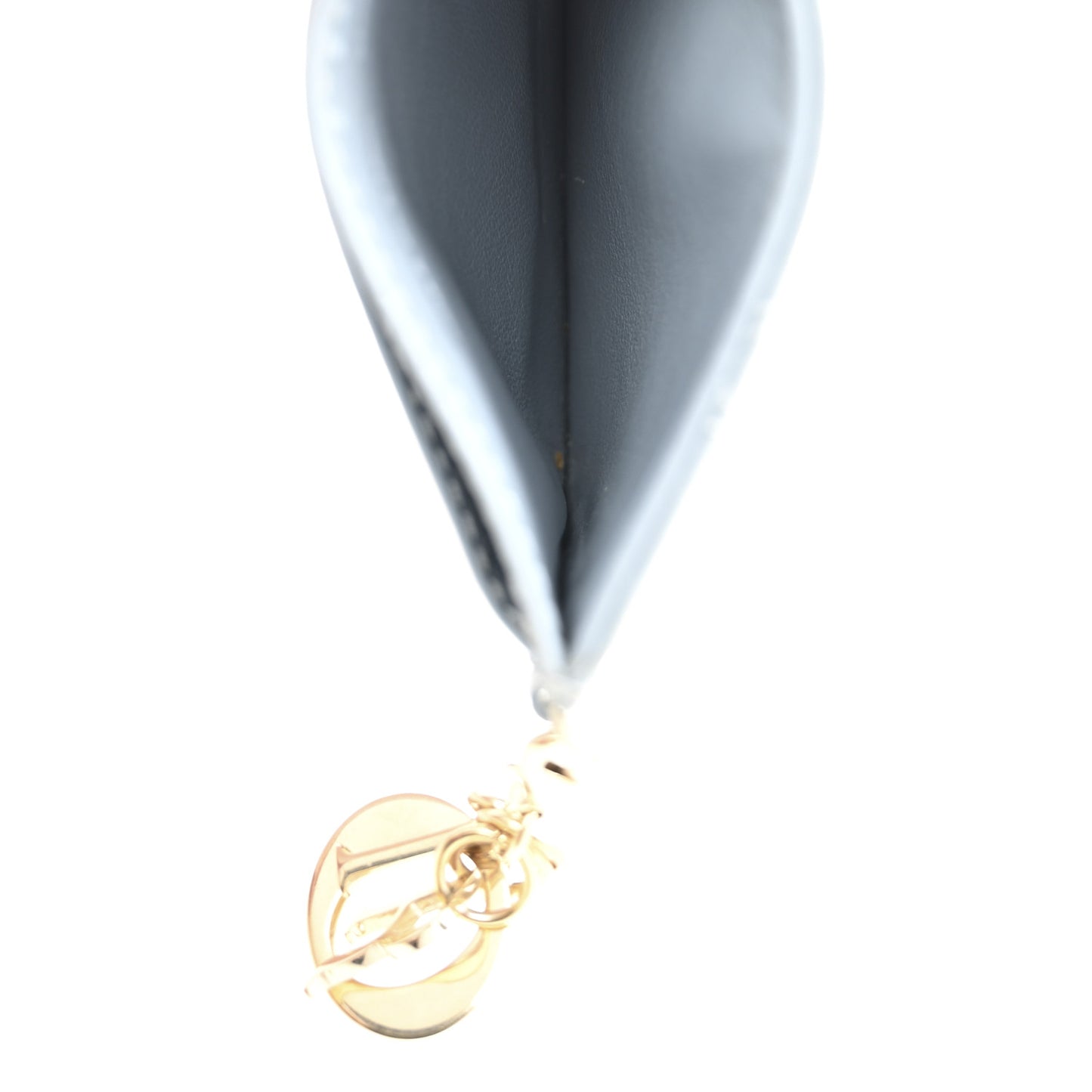 Patent Cannage Lady Dior Card Holder Cloudy Blue