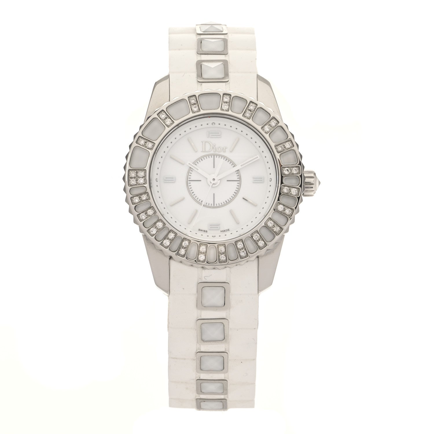 Christian Dior Stainless Steel Rubber Diamond Sapphire 29mm Christal Quartz Watch White 1 of 5