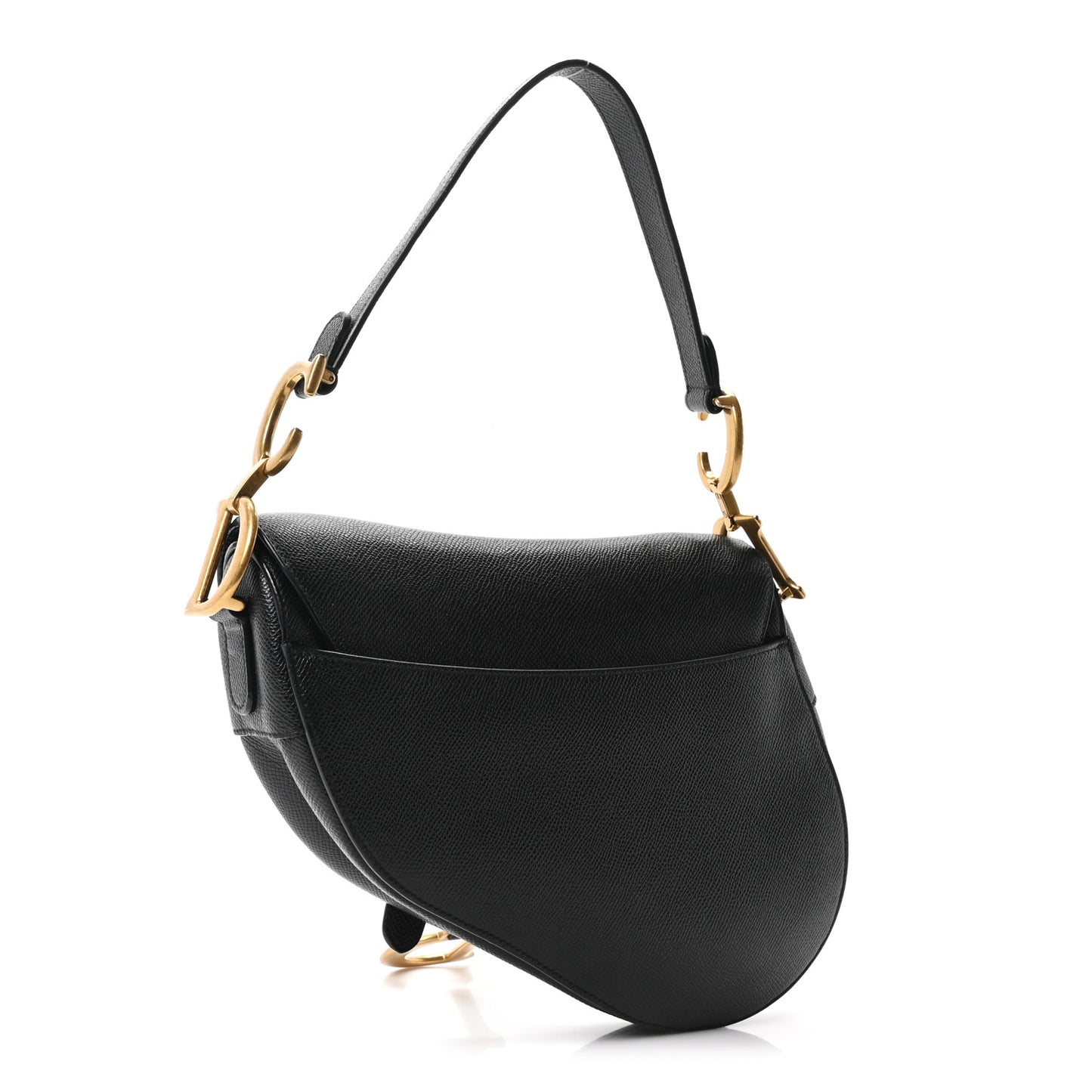 Grained Calfskin Saddle Bag Black