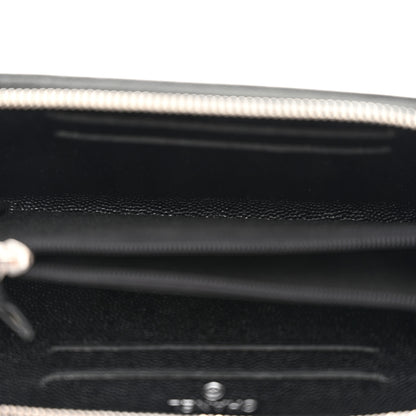 Chanel Caviar CC Small Zip Around Wallet Black Blue Green 5 of 9