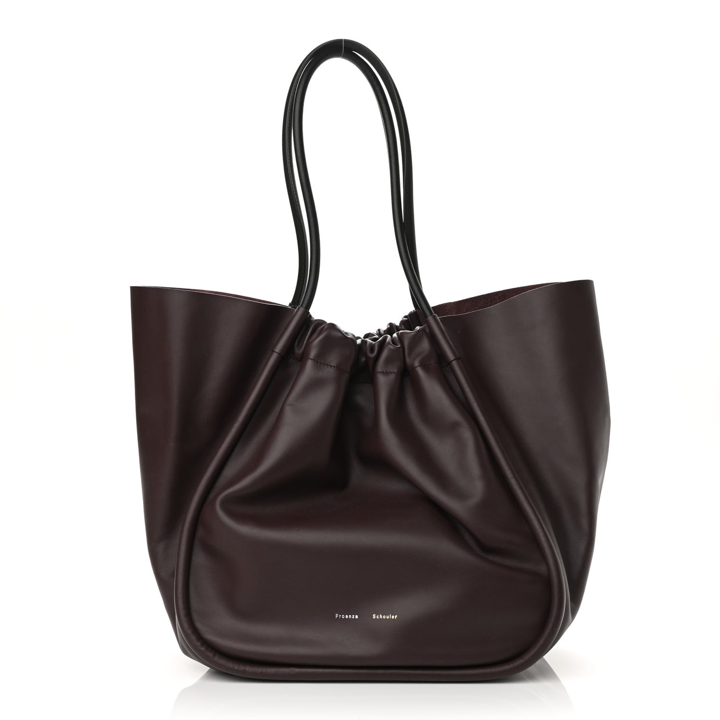 Calfskin XL Ruched Tote Chocolate Plum