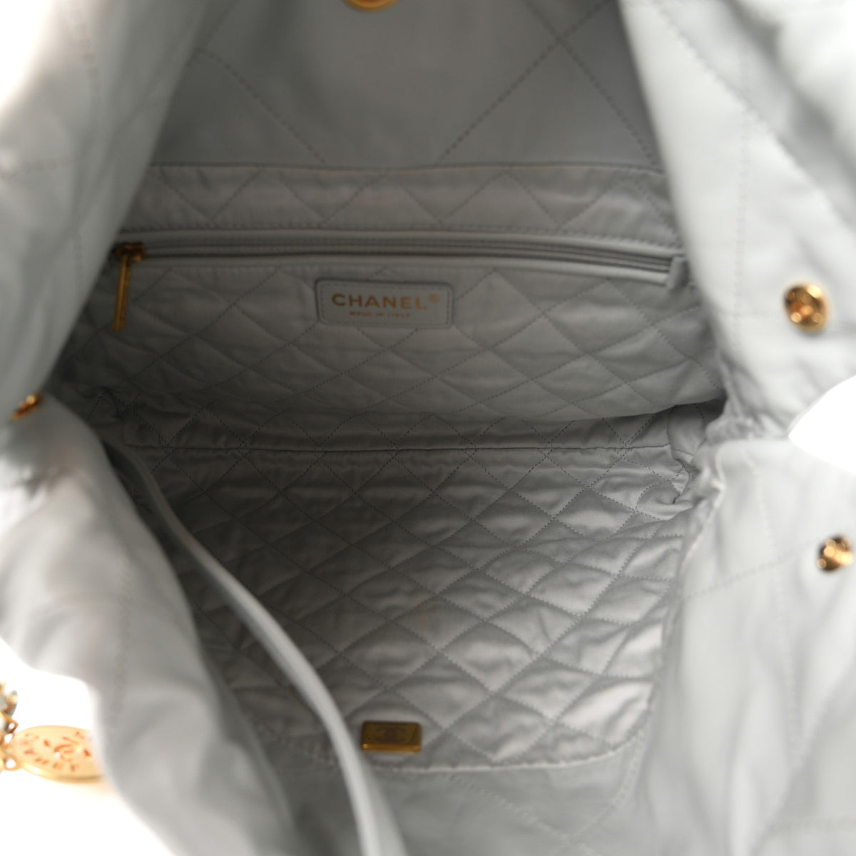 Chanel Shiny Calfskin Quilted Small Chanel 22 Light Blue 6 of 11