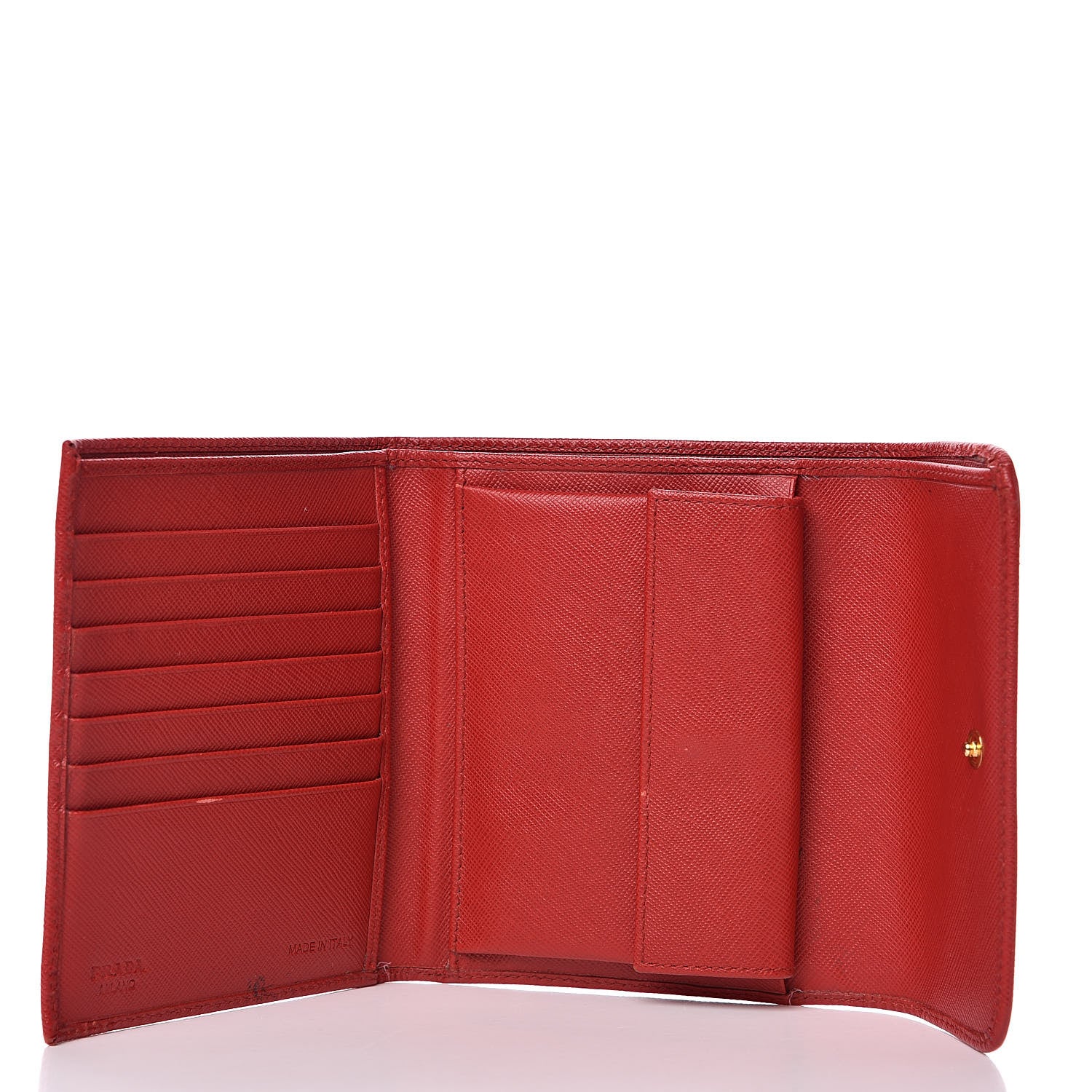Prada Saffiano Metal Flap Wallet Fuoco 5 of 14