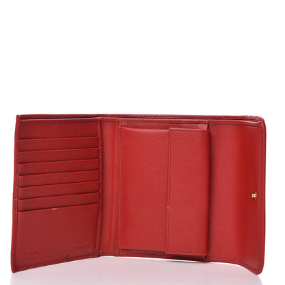 Prada Saffiano Metal Flap Wallet Fuoco 5 of 14