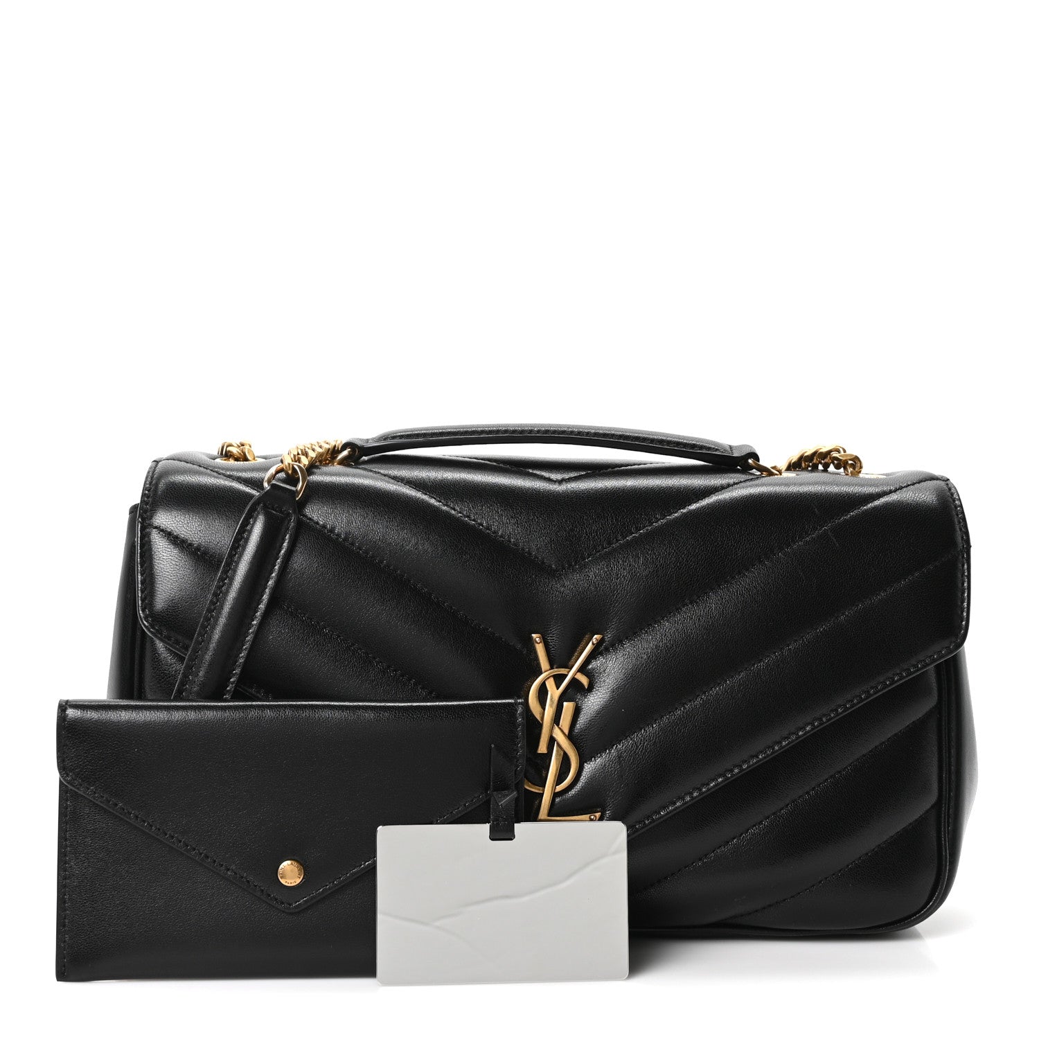 Saint Laurent Lambskin Chevron Quilted Medium Loulou Black 3 of 11