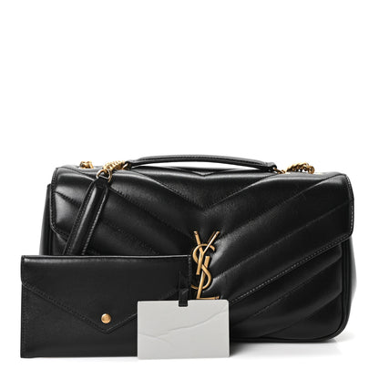 Saint Laurent Lambskin Chevron Quilted Medium Loulou Black 3 of 11