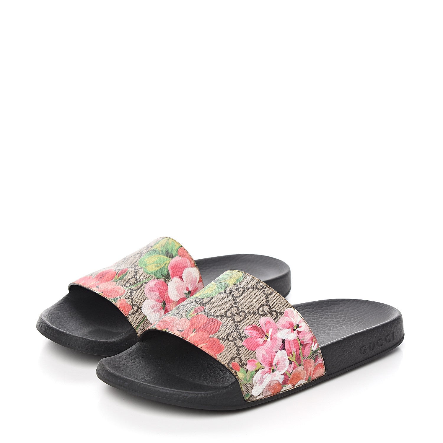 Gucci GG Supreme Monogram Blooms Slide Sandals 37 Beige Multicolor 3 of 8
