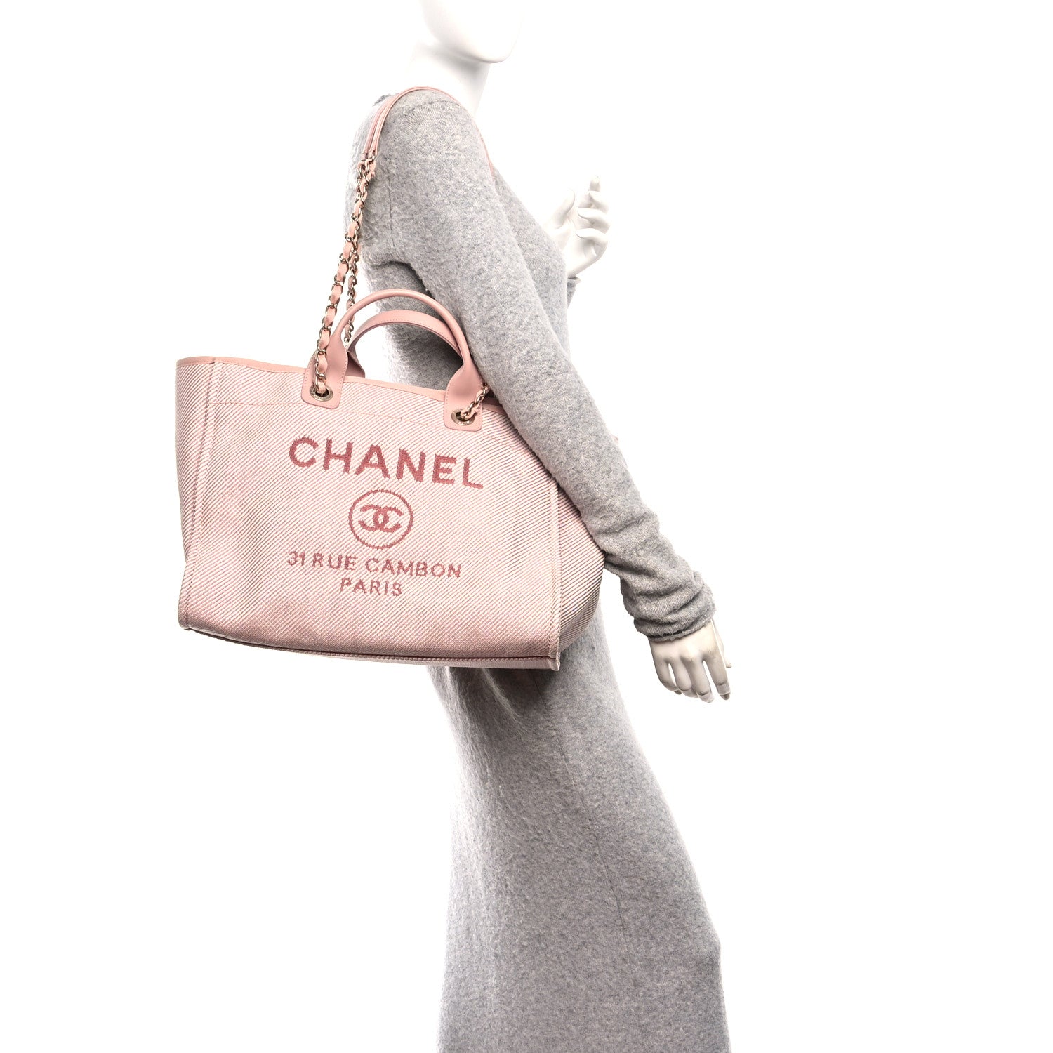 Chanel Woven Straw Raffia Medium Deauville Tote Pink 2 of 11
