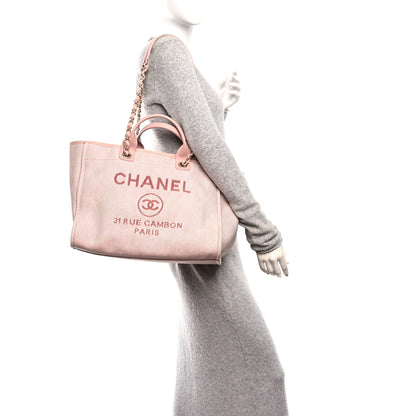 Chanel Woven Straw Raffia Medium Deauville Tote Pink 2 of 11