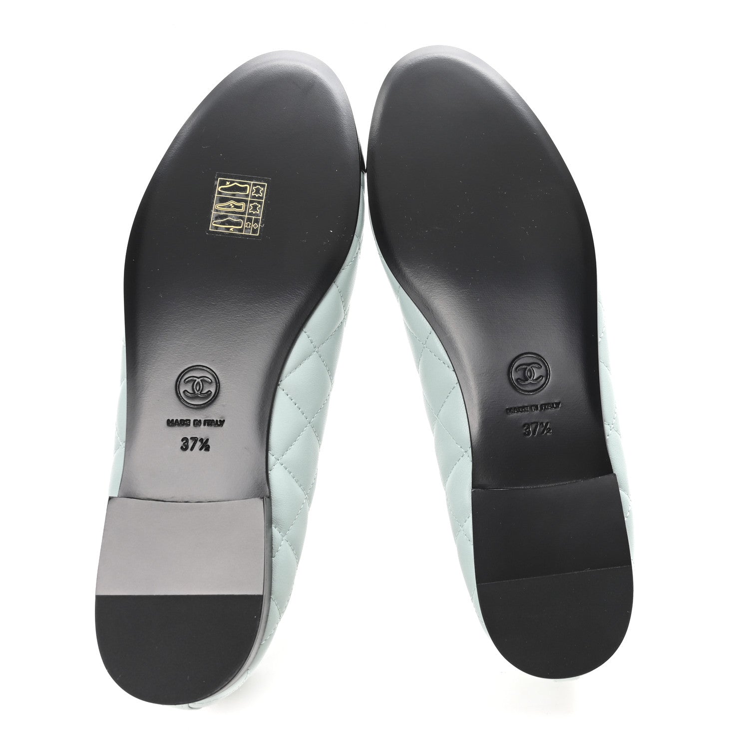 Chanel Lambskin Quilted CC Cap Toe Ballerina Flats 37.5 Light Blue Black 6 of 10