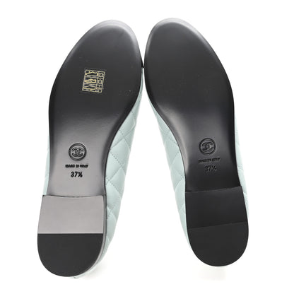 Chanel Lambskin Quilted CC Cap Toe Ballerina Flats 37.5 Light Blue Black 6 of 10