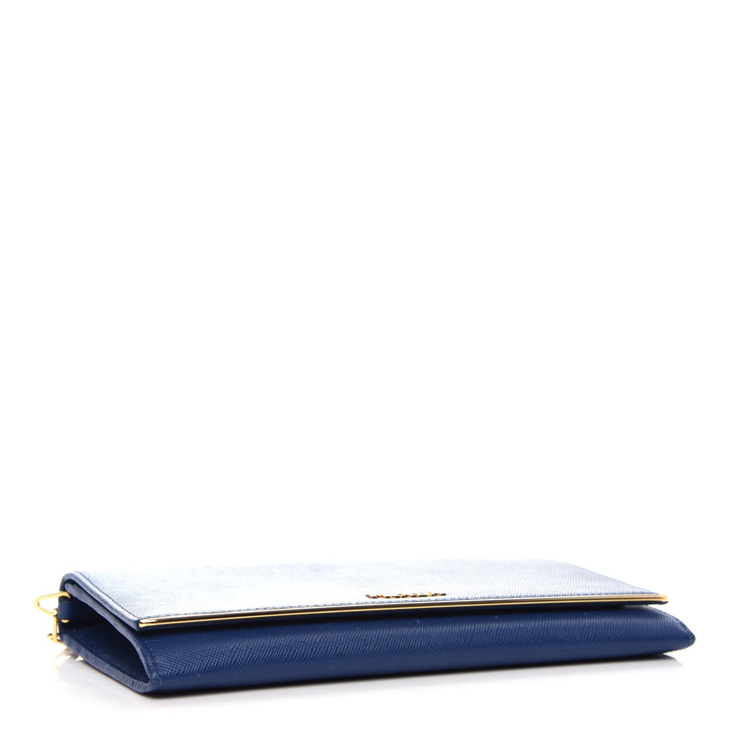 Prada Saffiano Metal Bar Chain Wallet Bleuette 4 of 10