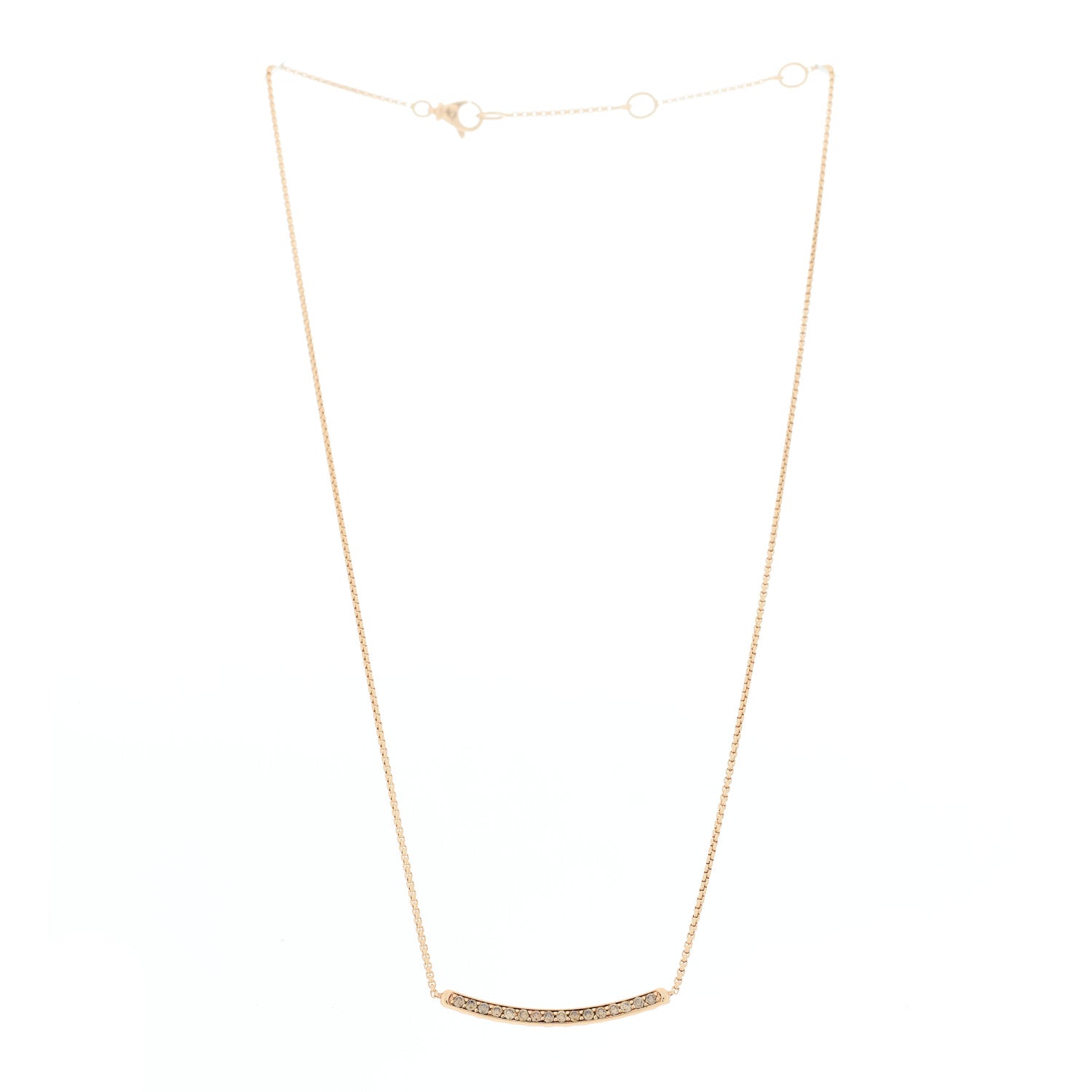 David Yurman 18K Rose Gold Cognac Diamond Petite Pave Bar Necklace 3 of 5