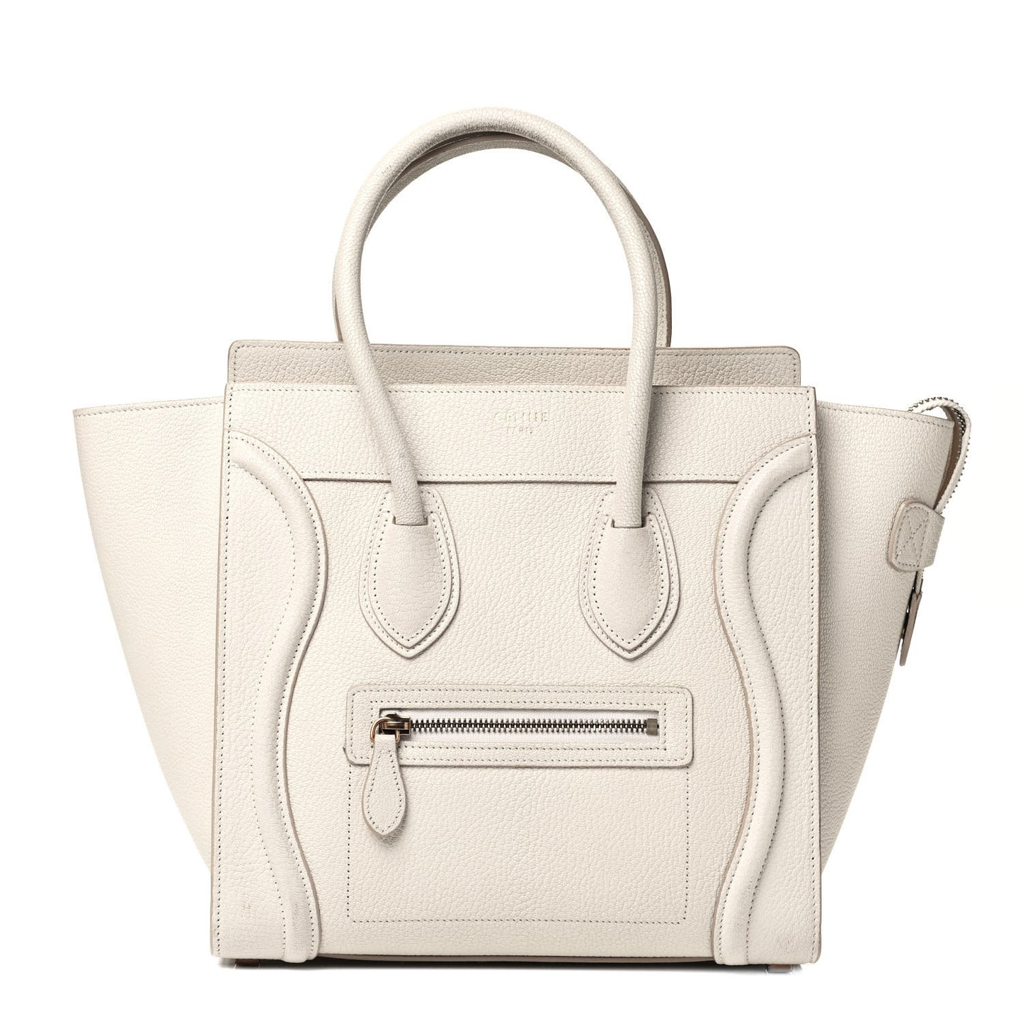 Drummed Calfskin Micro Luggage White