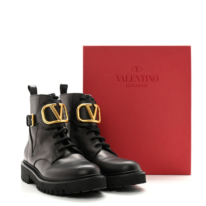 Valentino Garavani Calfskin Womens VLOGO 35mm Combat Boots 38 Black 12 of 12