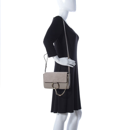 Chloe Suede Calfskin Small Faye Shoulder Bag Motty Grey 2 of 10