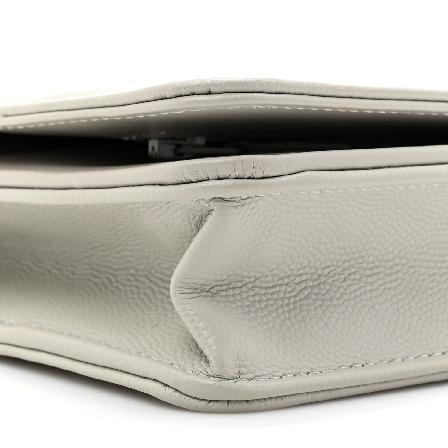 Caviar Quilted Boy Wallet On Chain WOC Grey