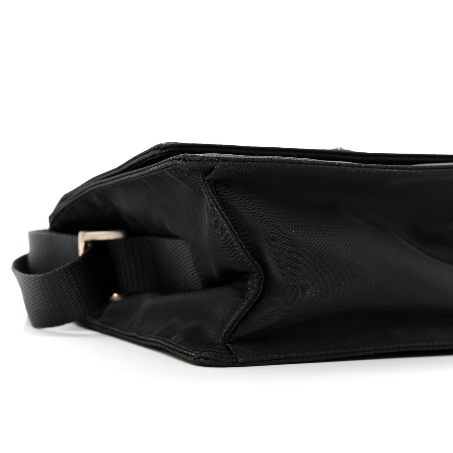 Nylon Flap Messenger Bag Black