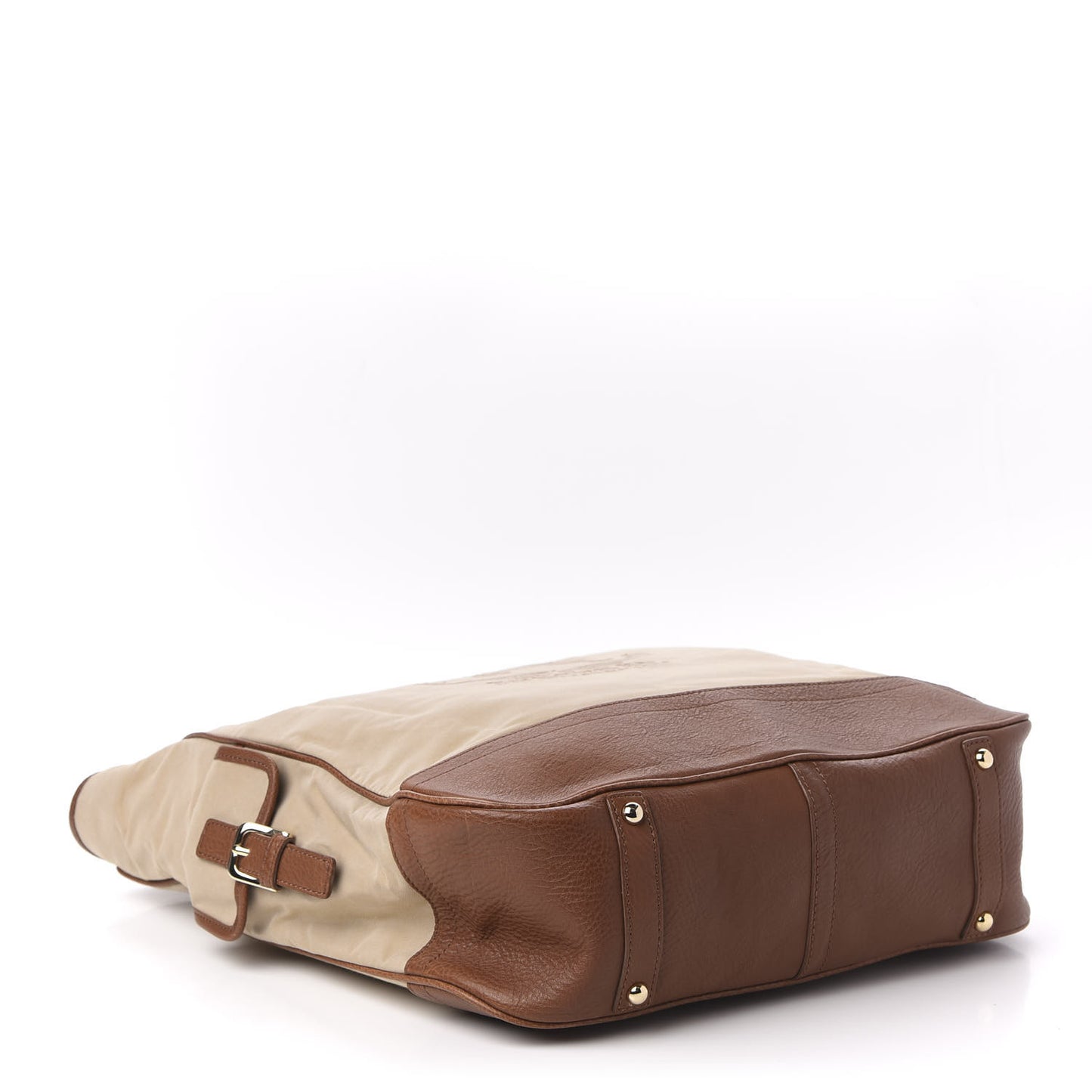 Canvas Calfskin Crest Embroidered Flat Tote Brown