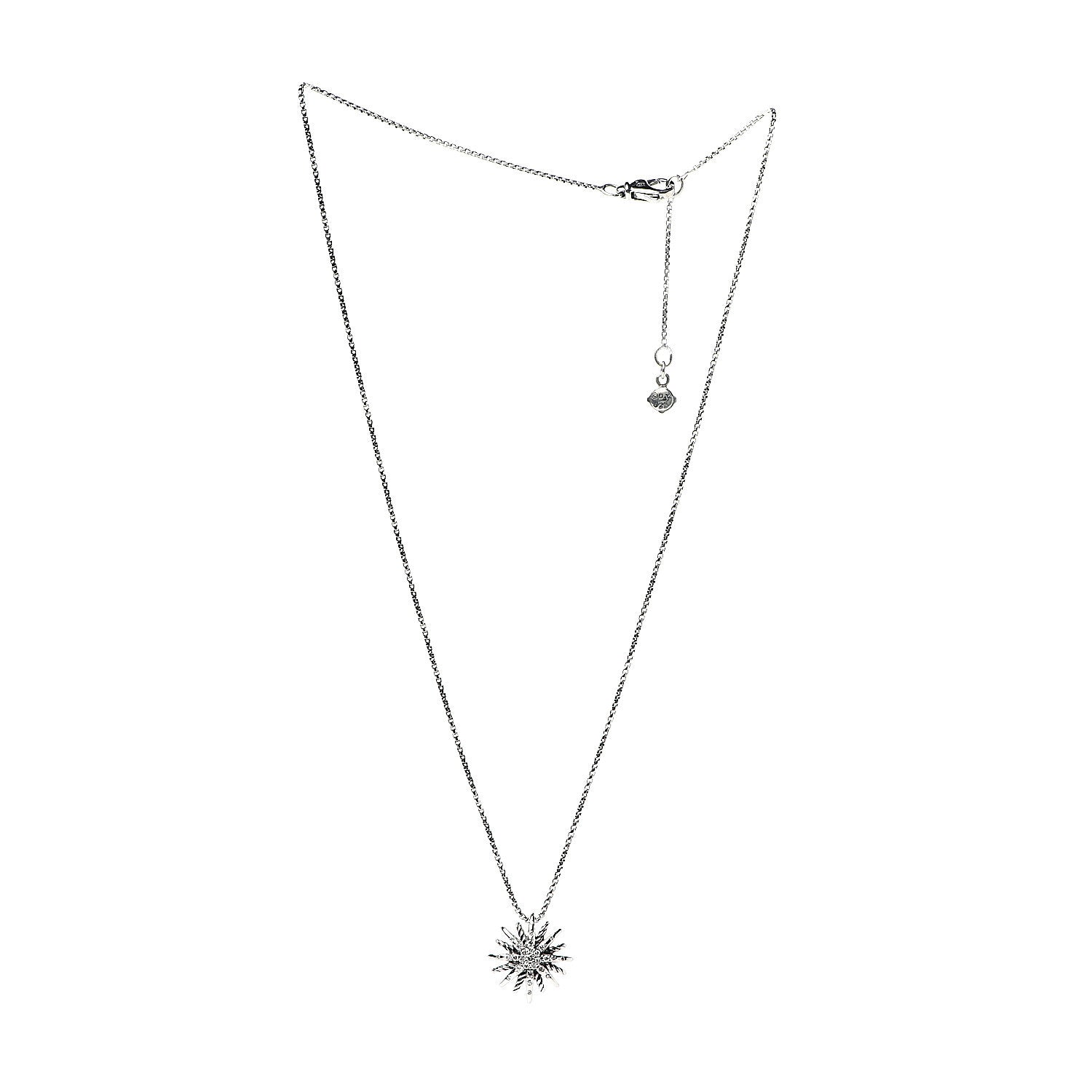 David Yurman Sterling Silver Diamond 16mm Small Starburst Pendant Necklace 3 of 5