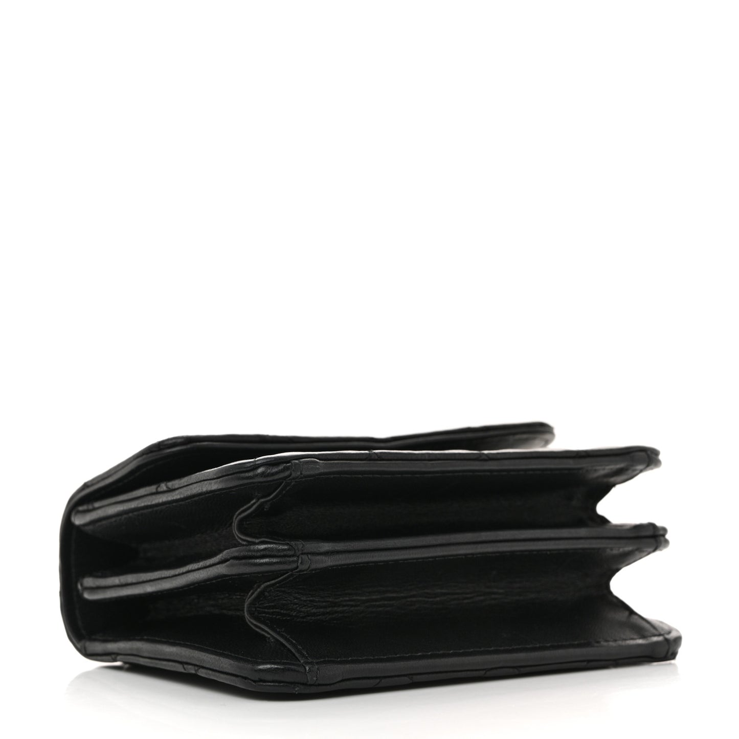 Lambskin Quilted Chain Top Handle Clutch With Chain Black