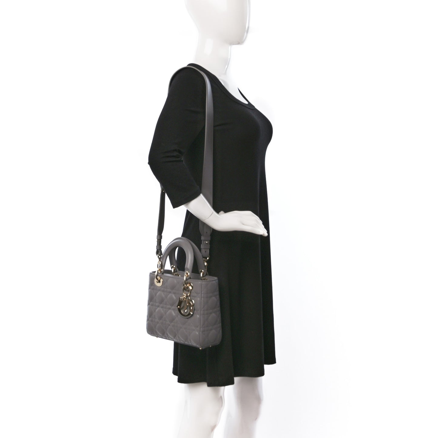 Lambskin Cannage Small My ABCDior Lady Dior Grey