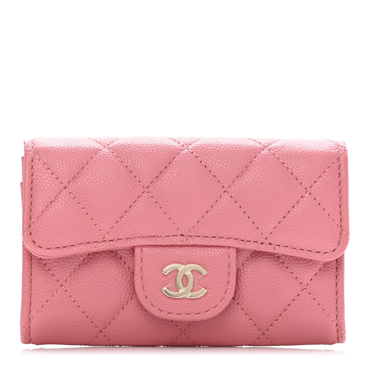 Chanel Caviar Quilted Flap Card Holder Wallet Pink 1 of 9