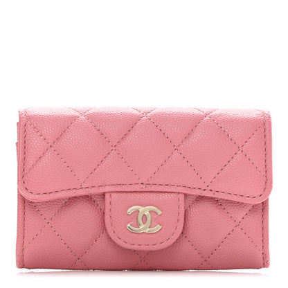 Chanel Caviar Quilted Flap Card Holder Wallet Pink 1 of 9