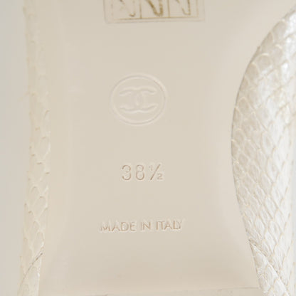 Chanel Python CC Ballerina Flats 38.5 Ivory 6 of 9