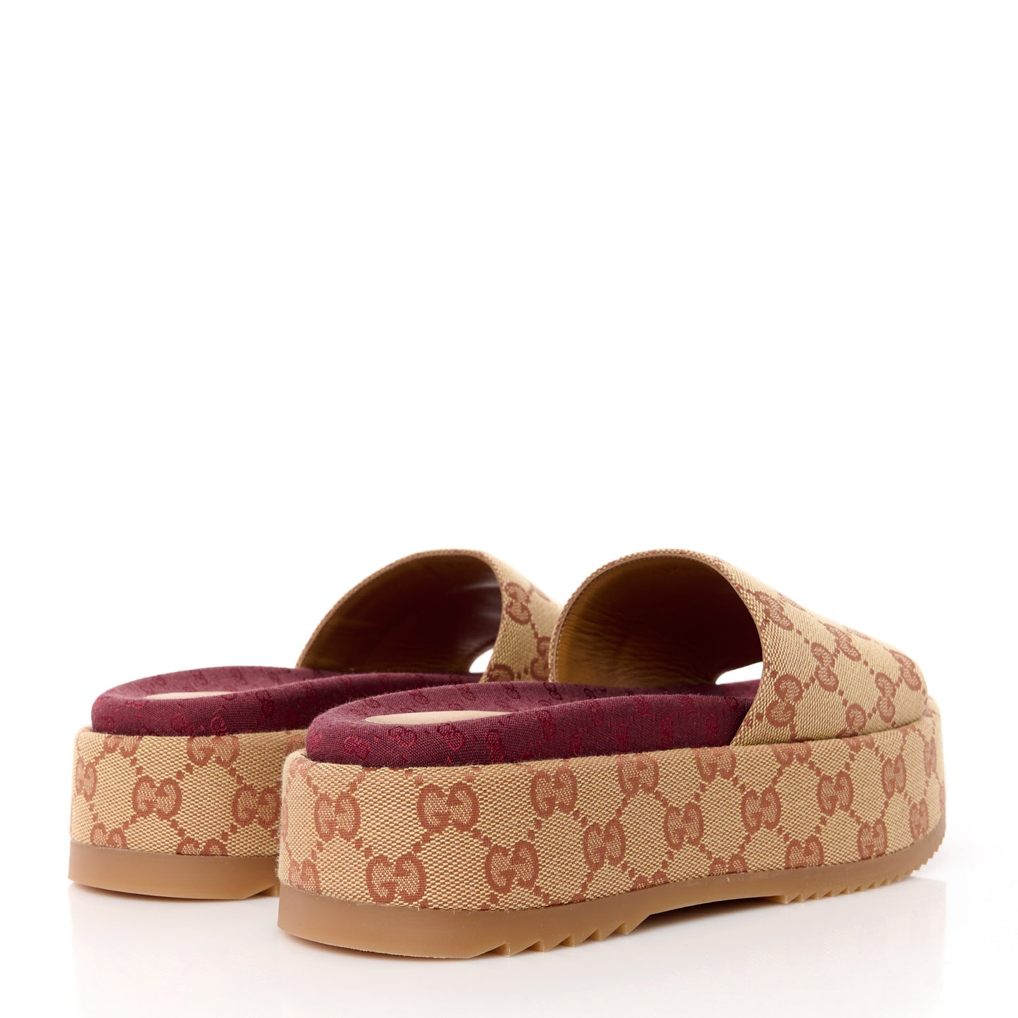 Canvas GG Monogram Angelina Platform Slide Sandals 37 Beige Ruggine