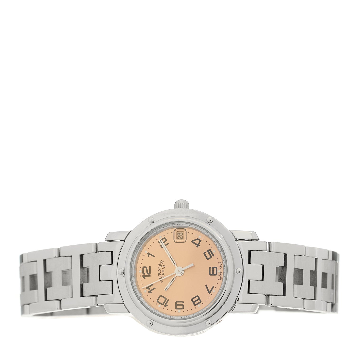 Hermes Stainless Steel 24mm Clipper Quartz Watch Pink 2 of 4