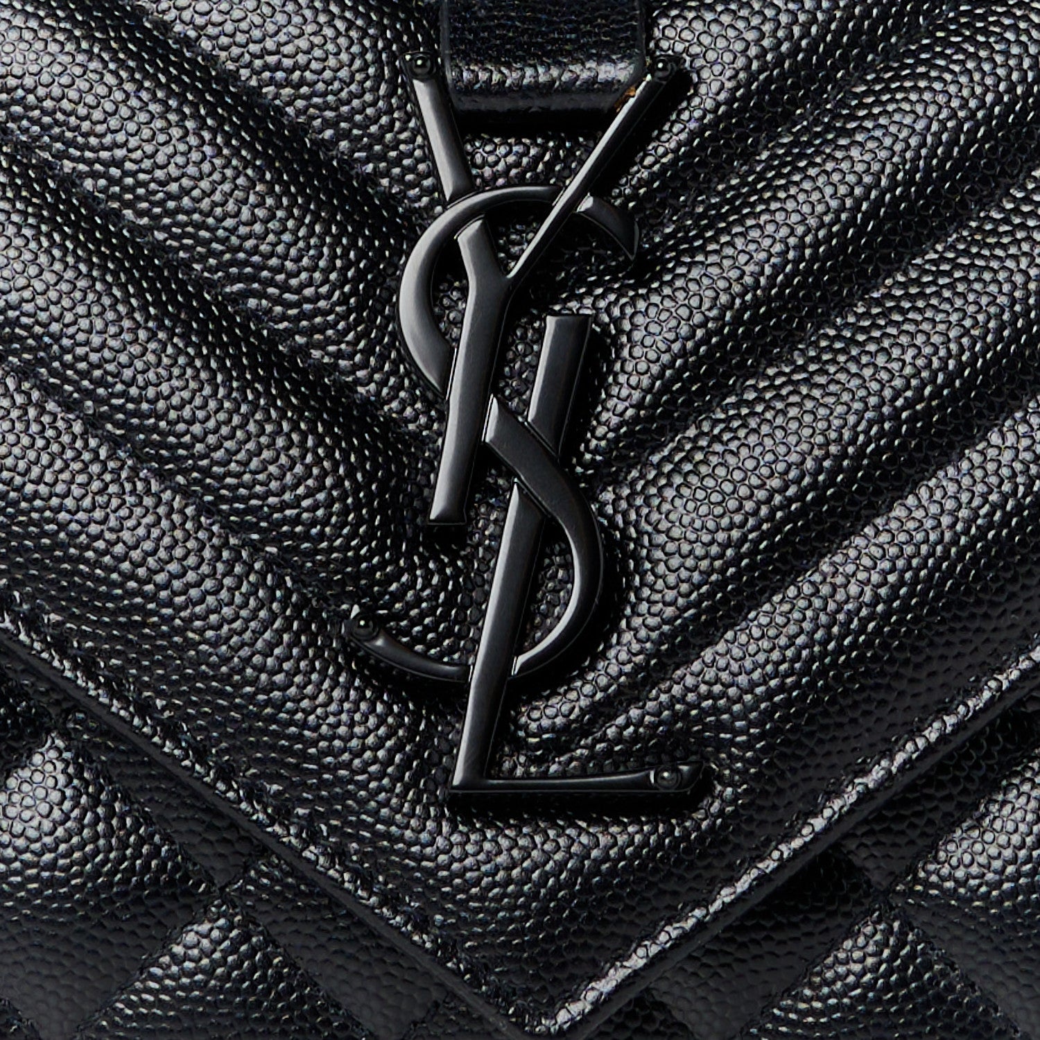 Saint Laurent Grain De Poudre Textured Mixed Matelasse Triquilt Small Monogram Monochrome Satchel Black 9 of 11