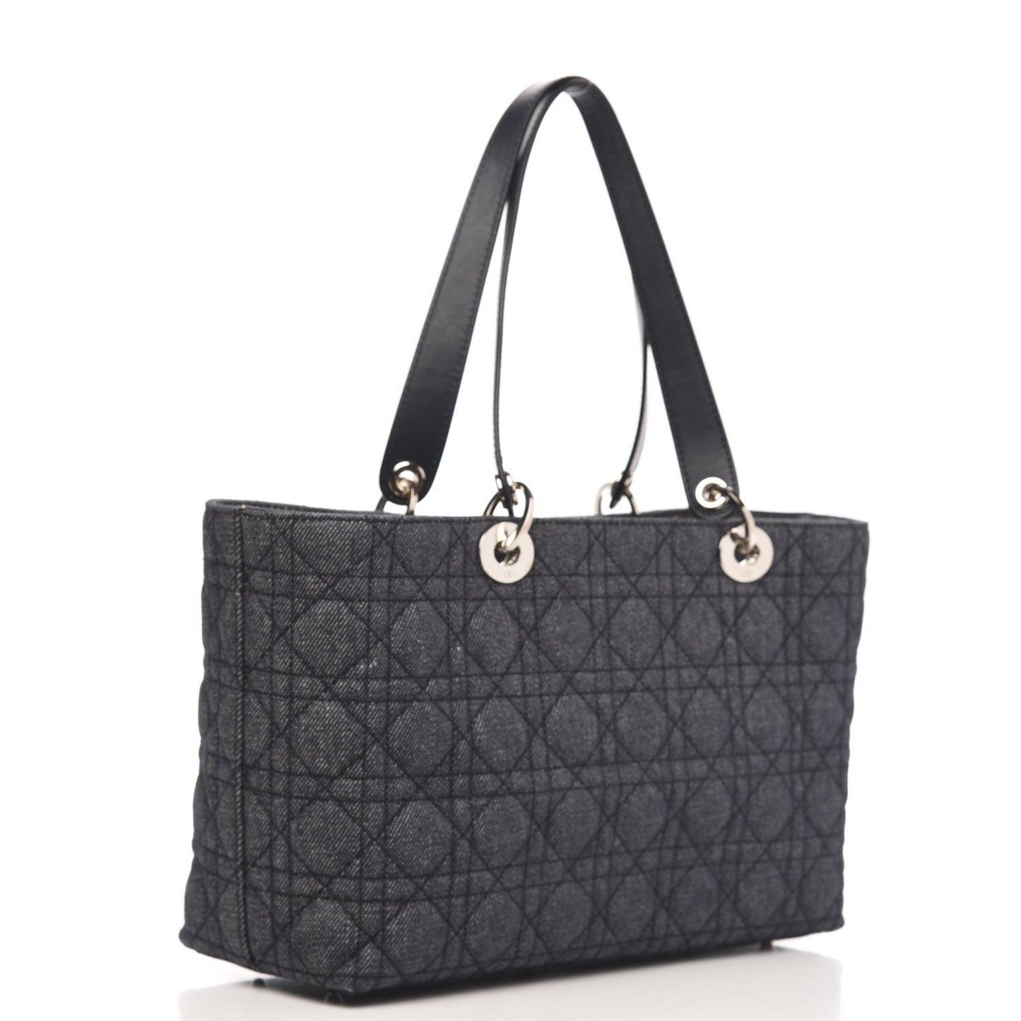 Denim Cannage Lady Dior Shopper Tote Blue